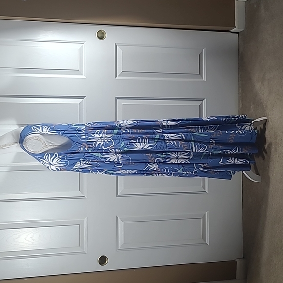 NWT Sleeveless Tiered Maxi Dress Sundress Blue with Floral Print Size Large - Picture 6 of 17